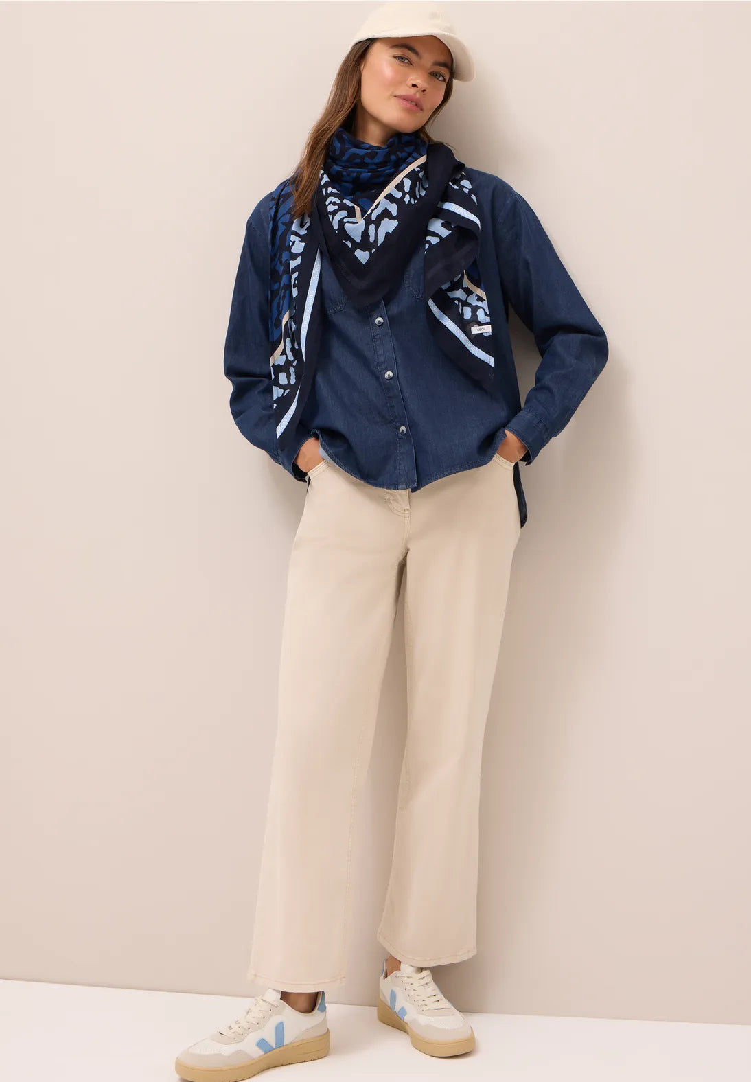 LEOPARD NAVY SCARF