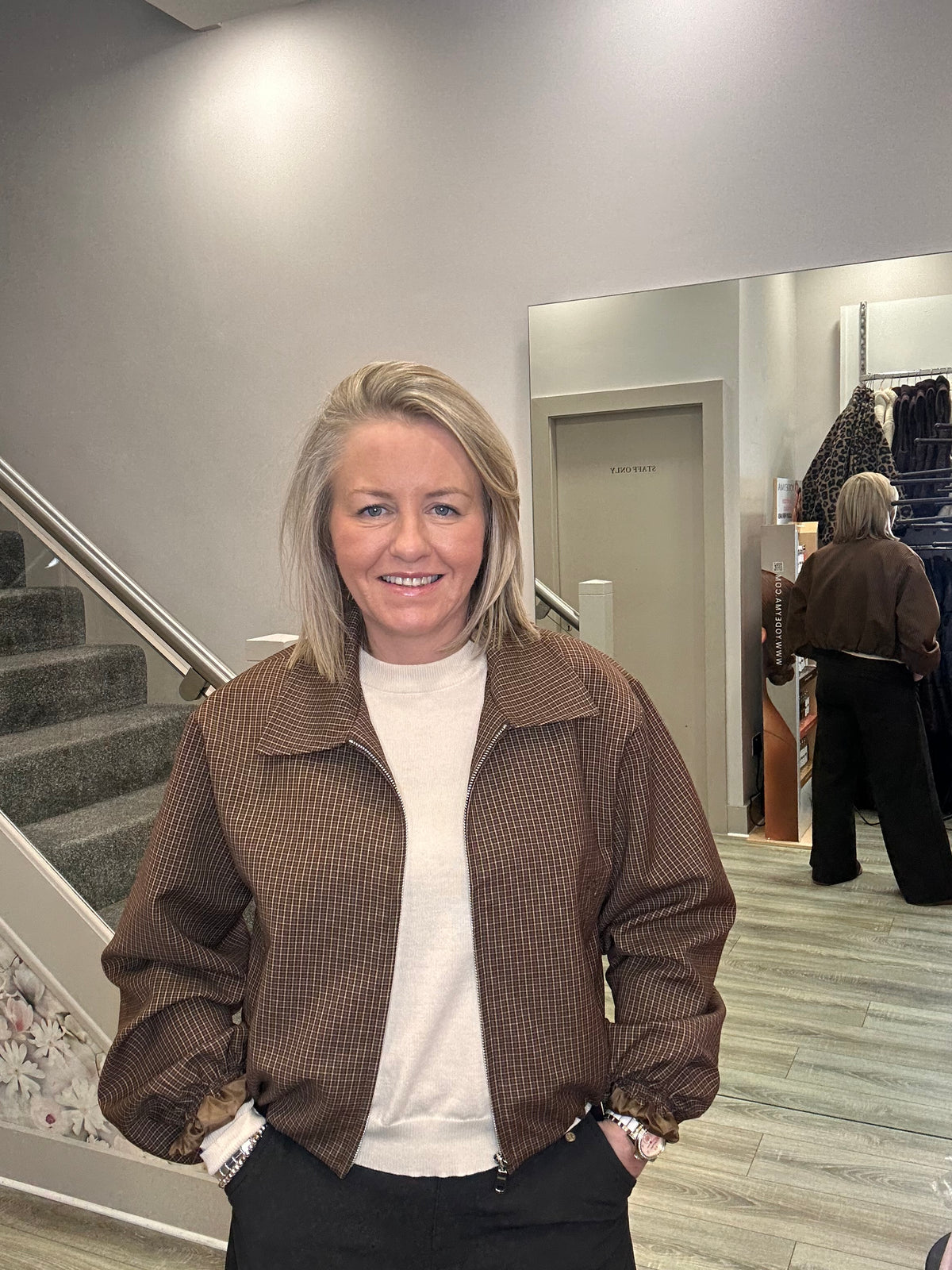 JULIE BROWN CHECKED JACKET