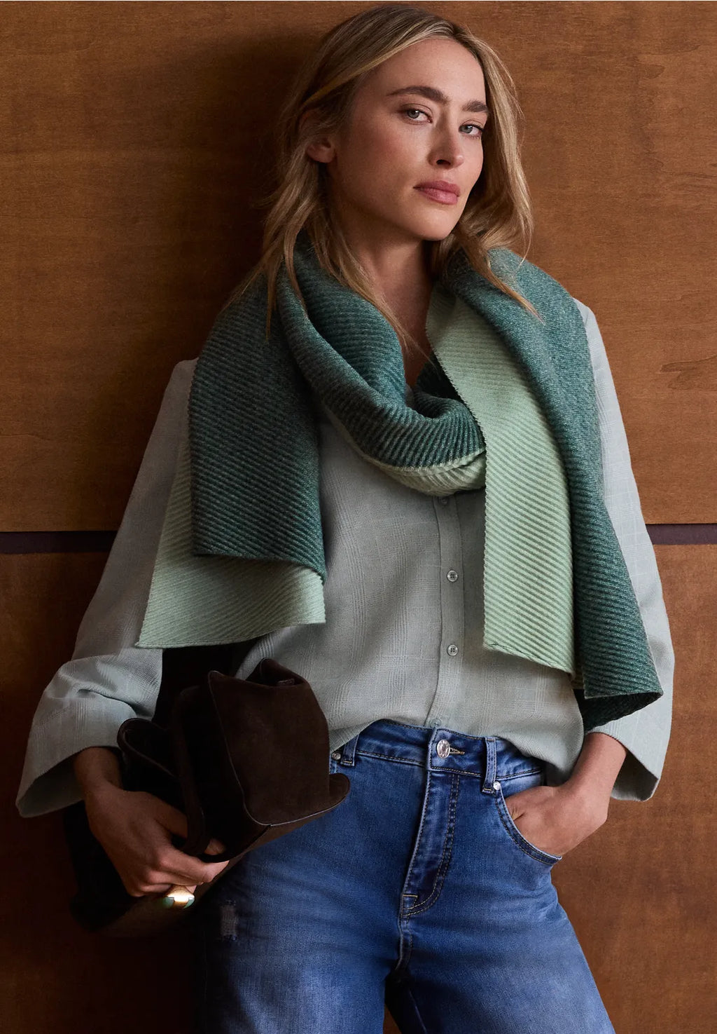 2 TONE GREEN SCARF