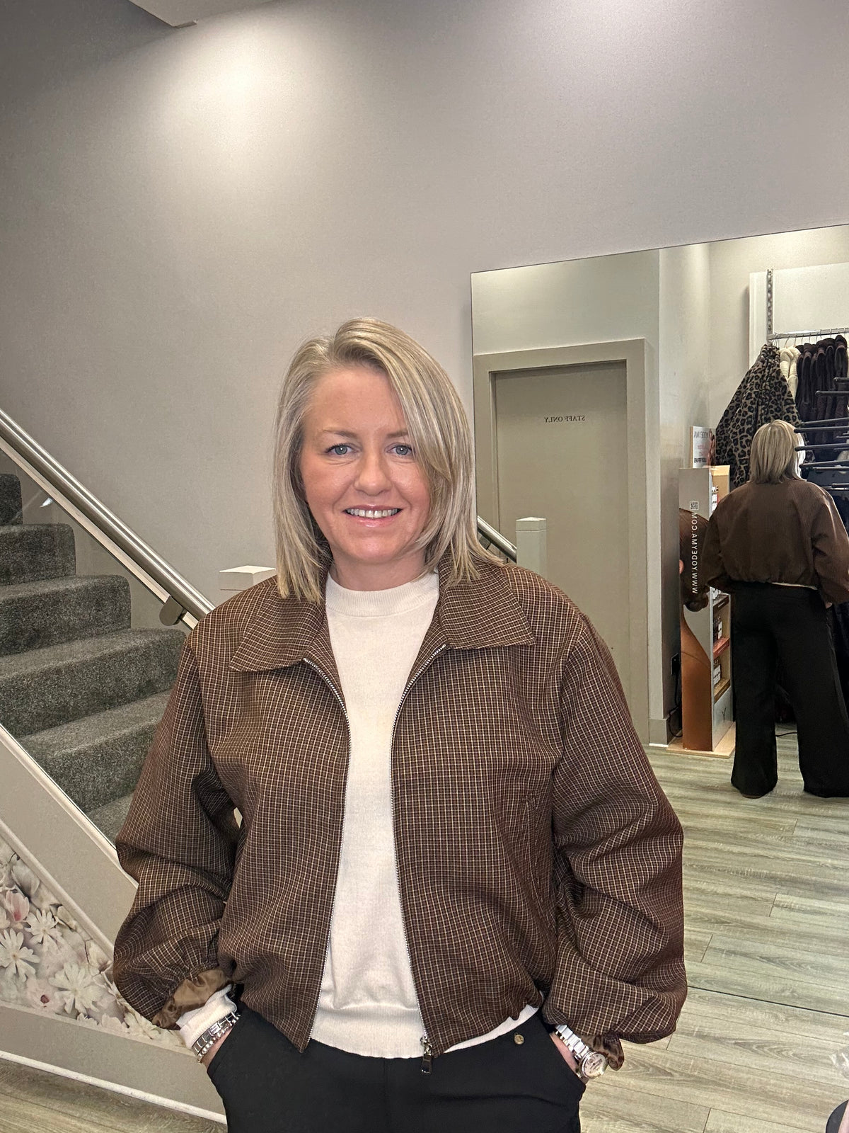 JULIE BROWN CHECKED JACKET