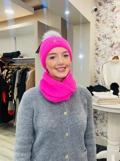 FRANIA BRIGHT PINK  HAT SET