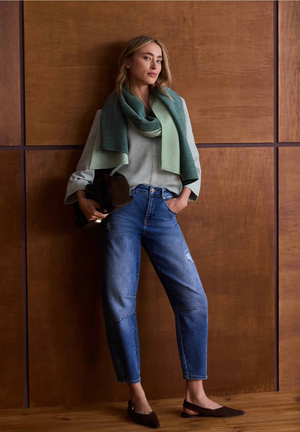 2 TONE GREEN SCARF