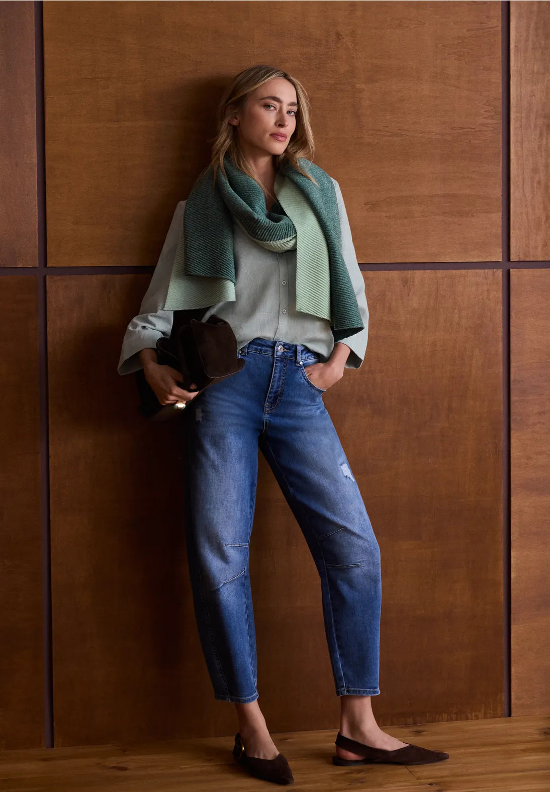 2 TONE GREEN SCARF