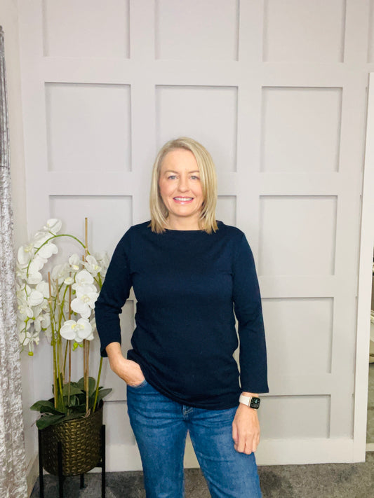 BOATNECK NAVY TOP