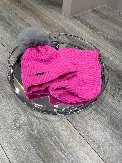 FRANIA BRIGHT PINK  HAT SET