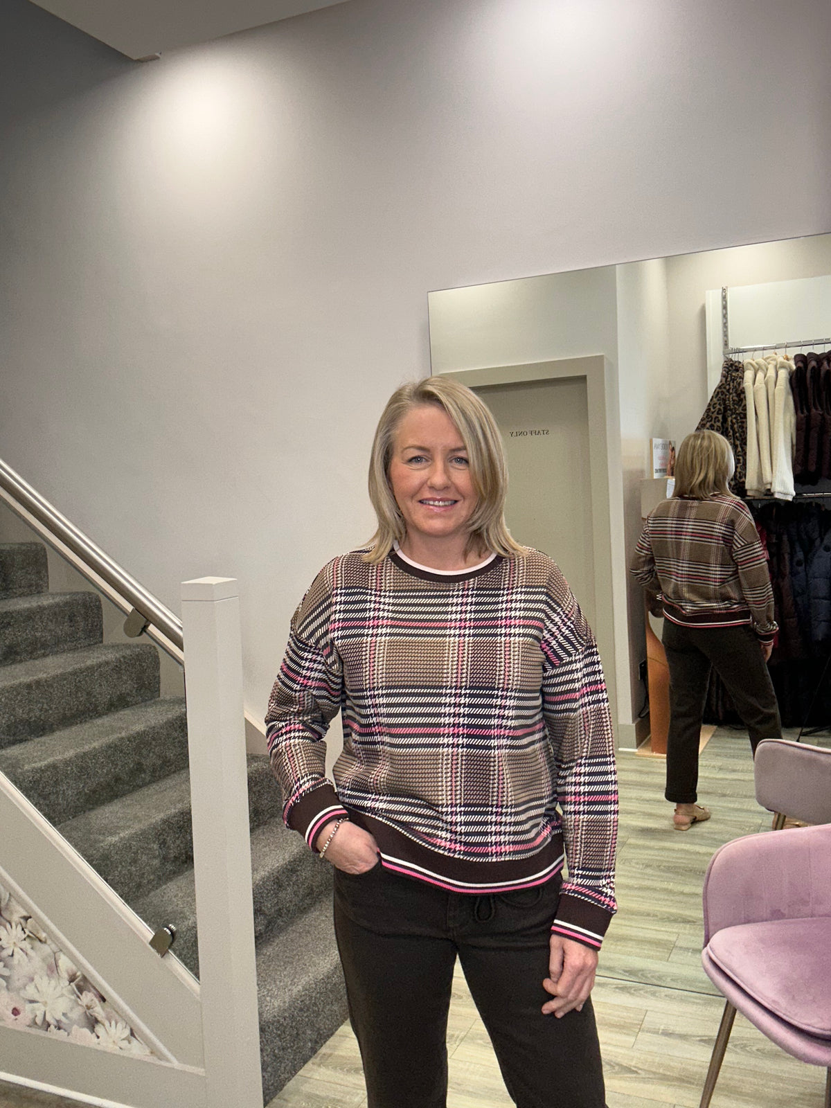 JEN CHECK SWEATER