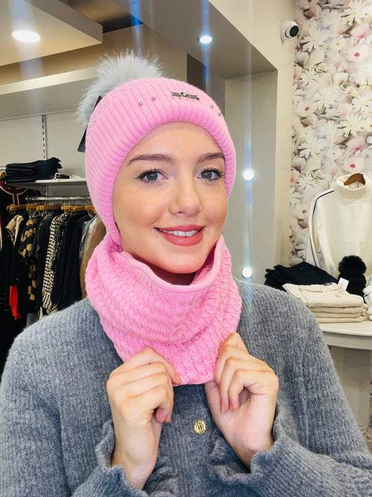 FRANIA PALE PINK  HAT SET