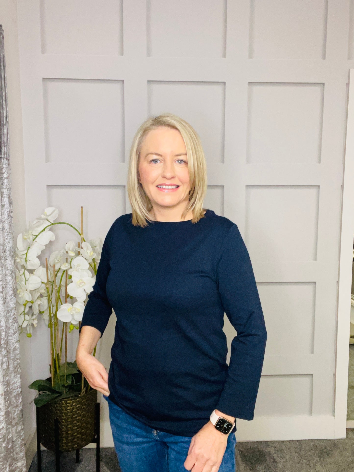 BOATNECK NAVY TOP