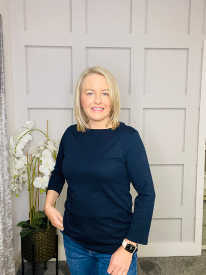 BOATNECK NAVY TOP