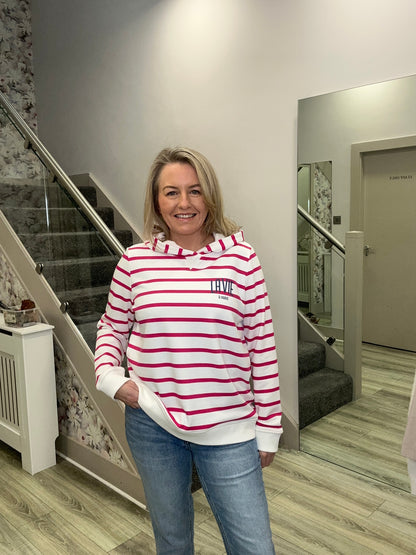 CAROLINE PINK STRIPE HOODIE