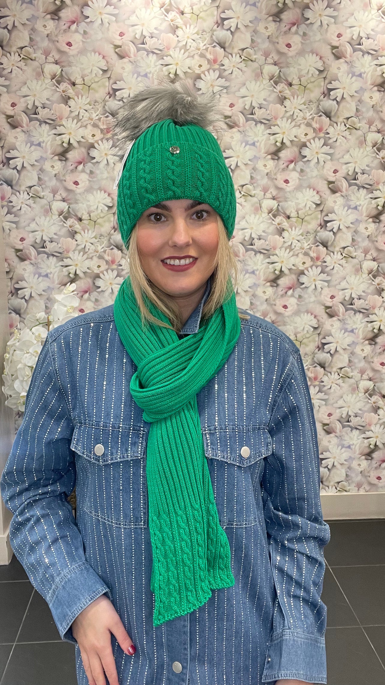 KASIA GREEN HAT SET