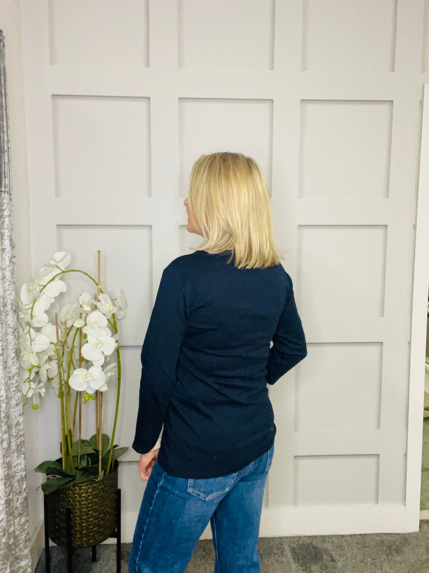 BOATNECK NAVY TOP