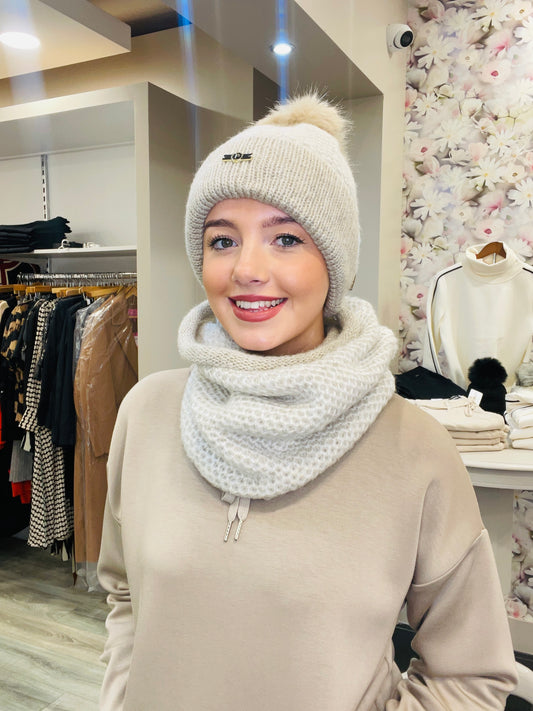 ANDREA OATMEAL HAT SET