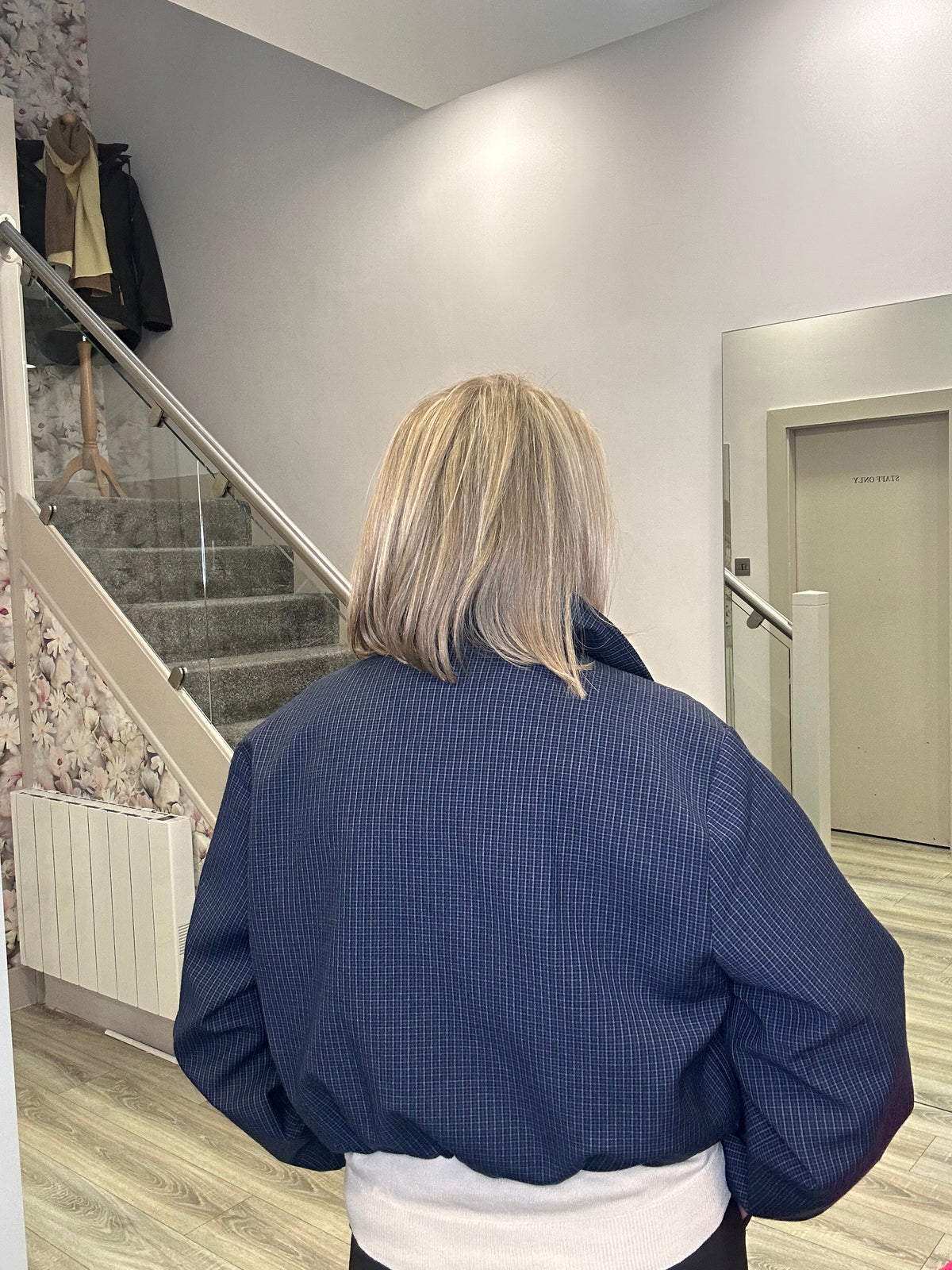 JULIE NAVY CHECKED JACKET