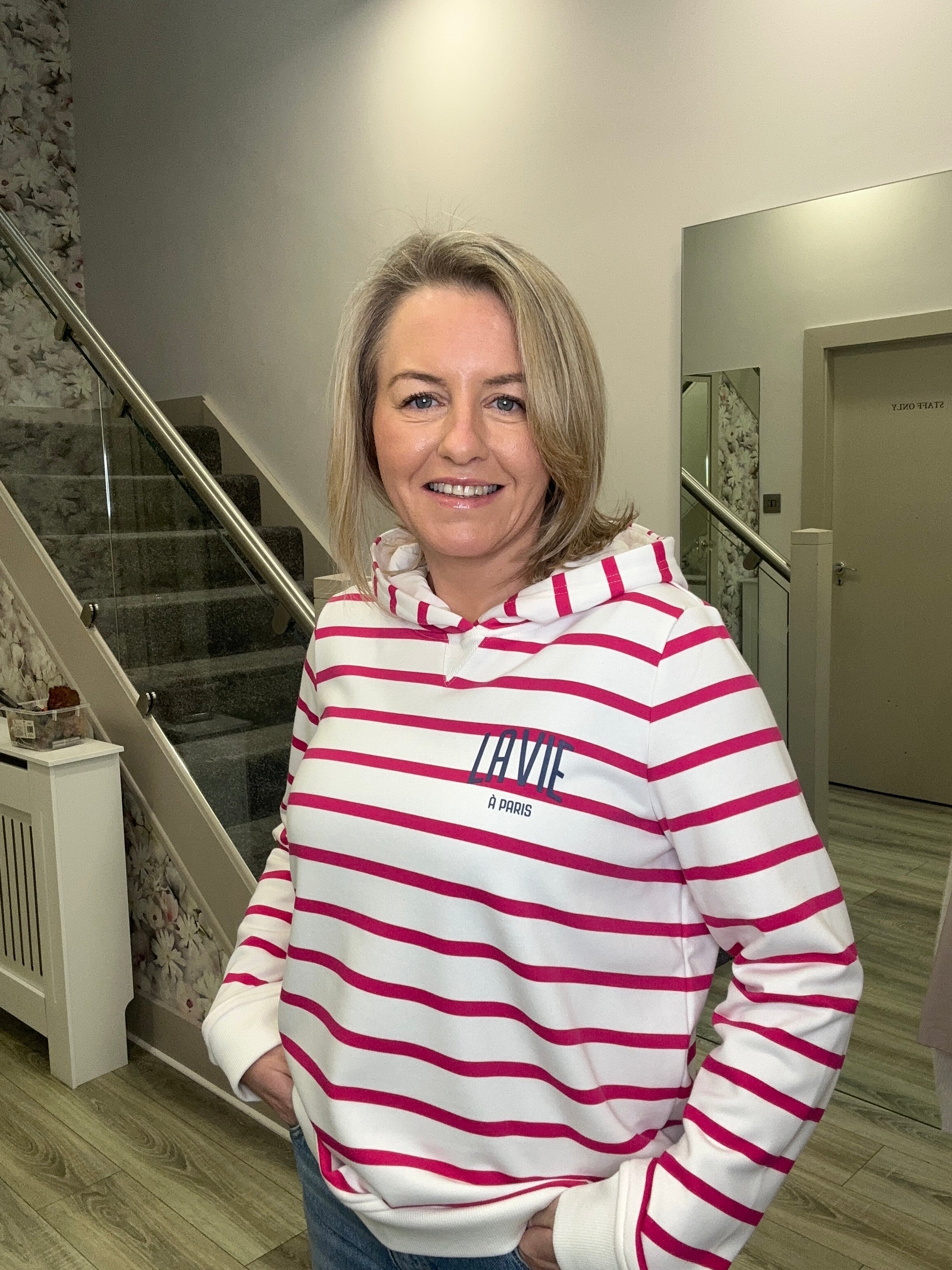 CAROLINE PINK STRIPE HOODIE