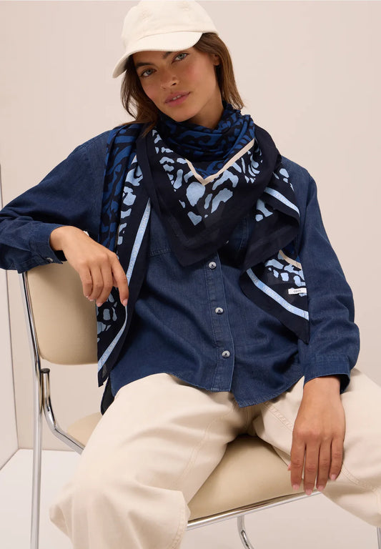 LEOPARD NAVY SCARF