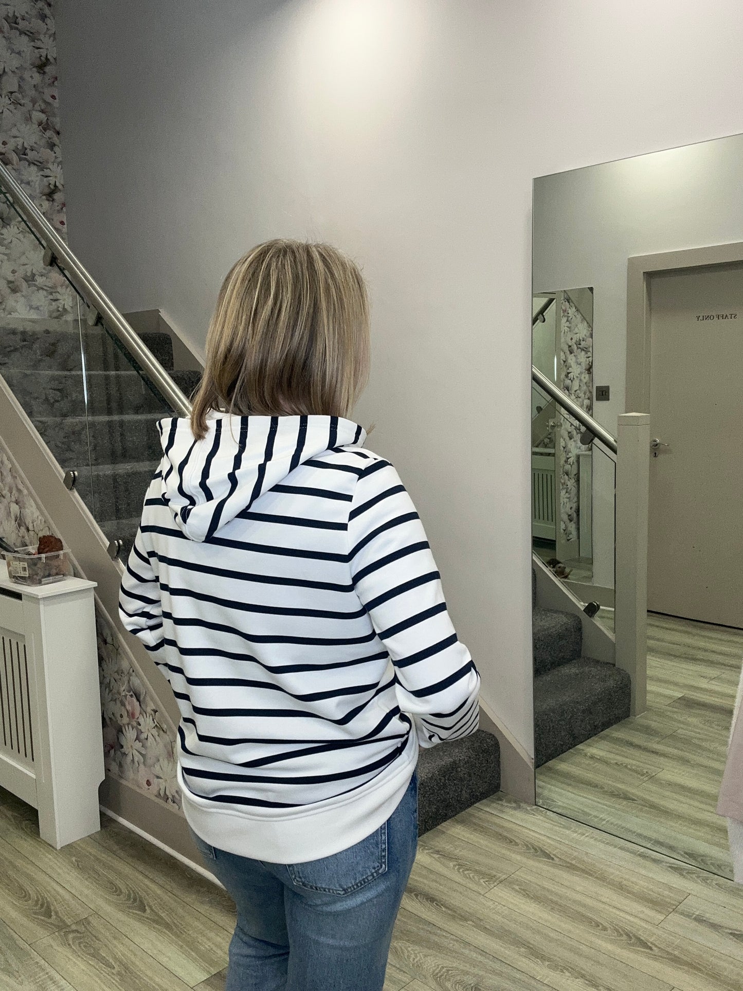 CAROLINE NAVY STRIPE HOODIE