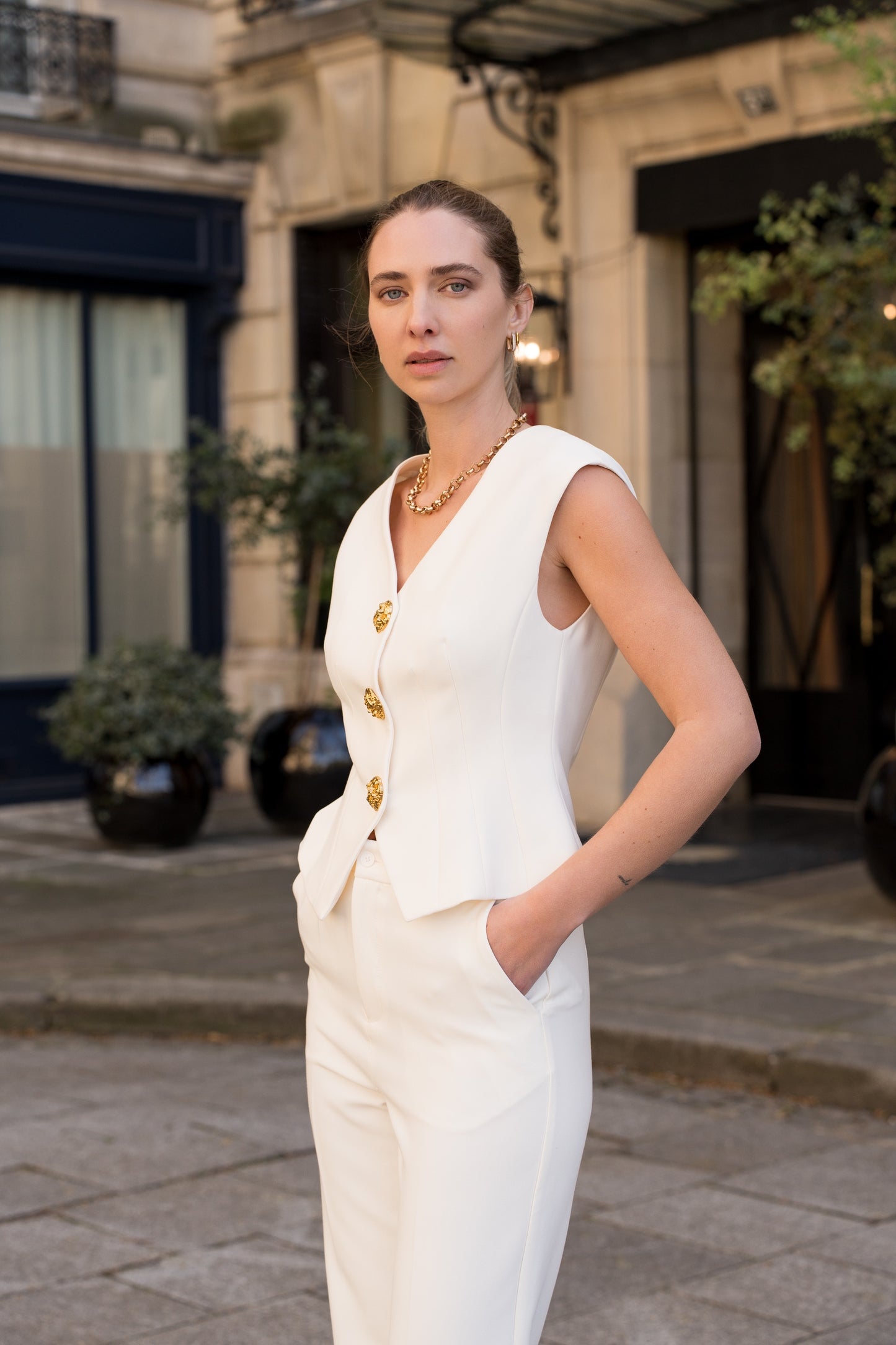 AASHI CREAM WAISTCOAT