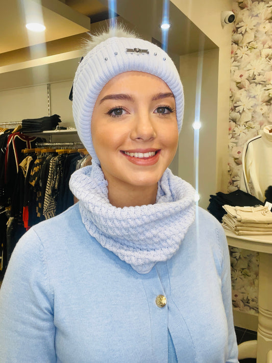 FRANIA PALE BLUE  HAT SET
