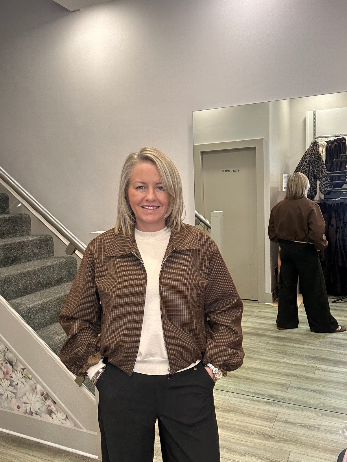 JULIE BROWN CHECKED JACKET