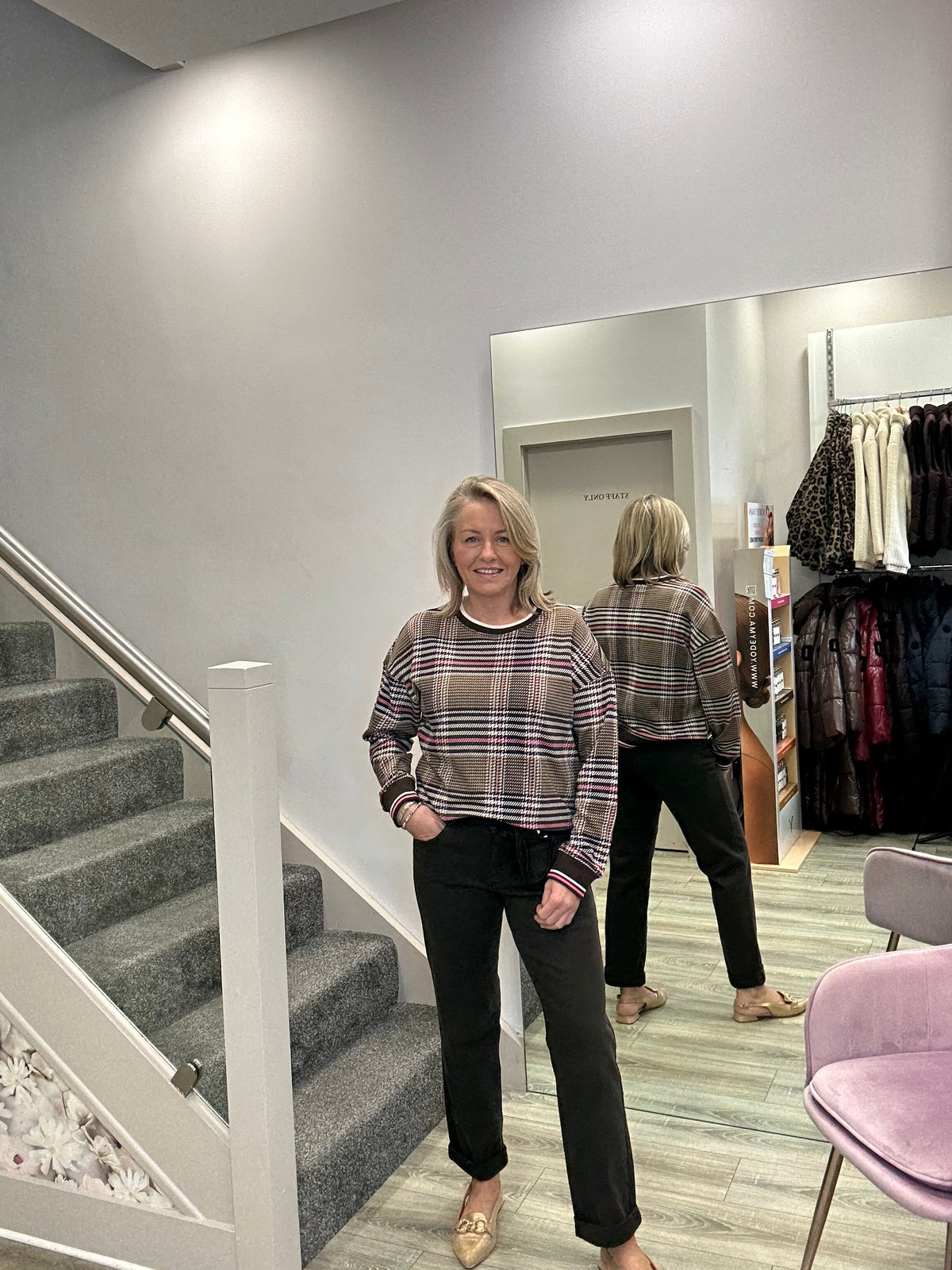 JEN CHECK SWEATER