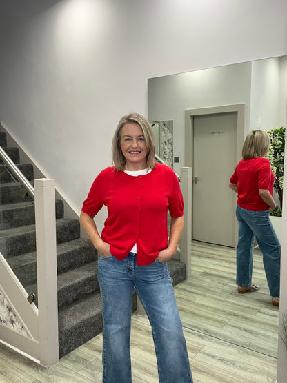 SHELLY RED CARDIGAN