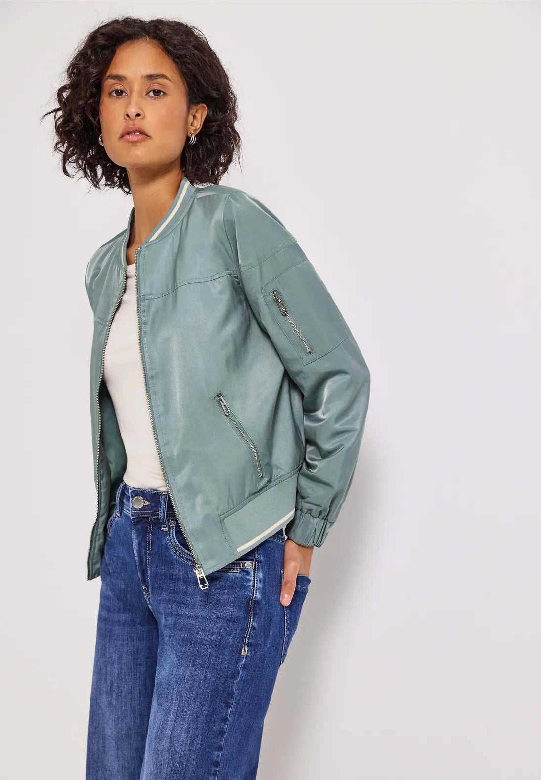 GEMMA DUCK-EGG BLUE BOMBER JACKET